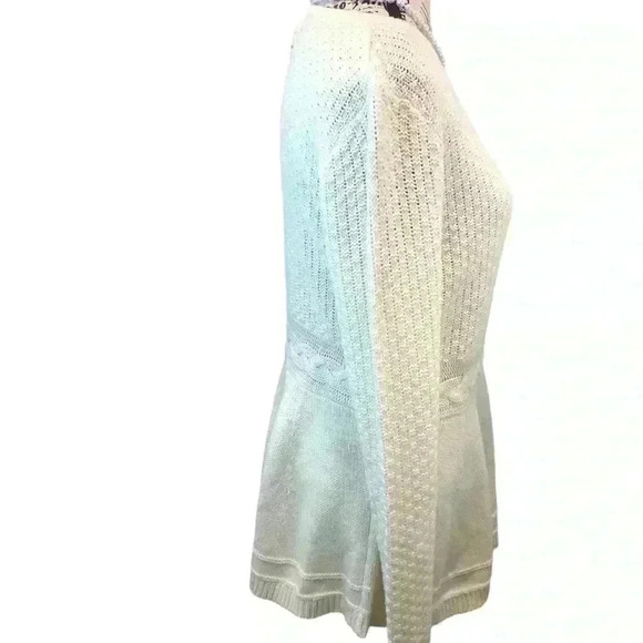 Cupio Medium Ivory Peplum Cable Knit  Sweater L/S - Picture 2 of 6